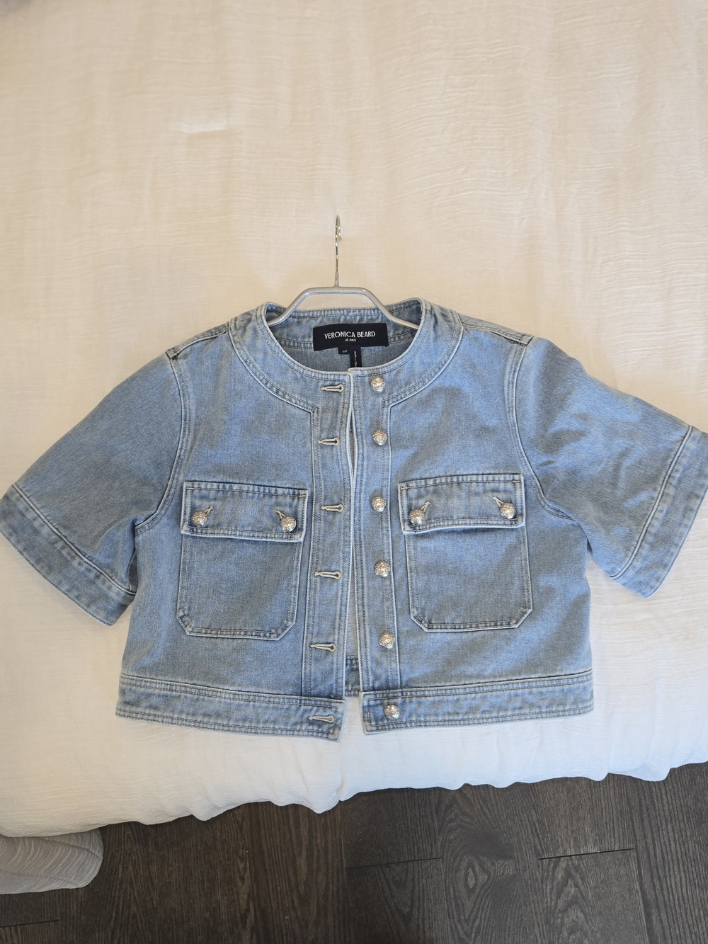 Veronica Beard Elias Short Sleeve Cropped Denim Jacket – Size S/P - Picture 3 of 5